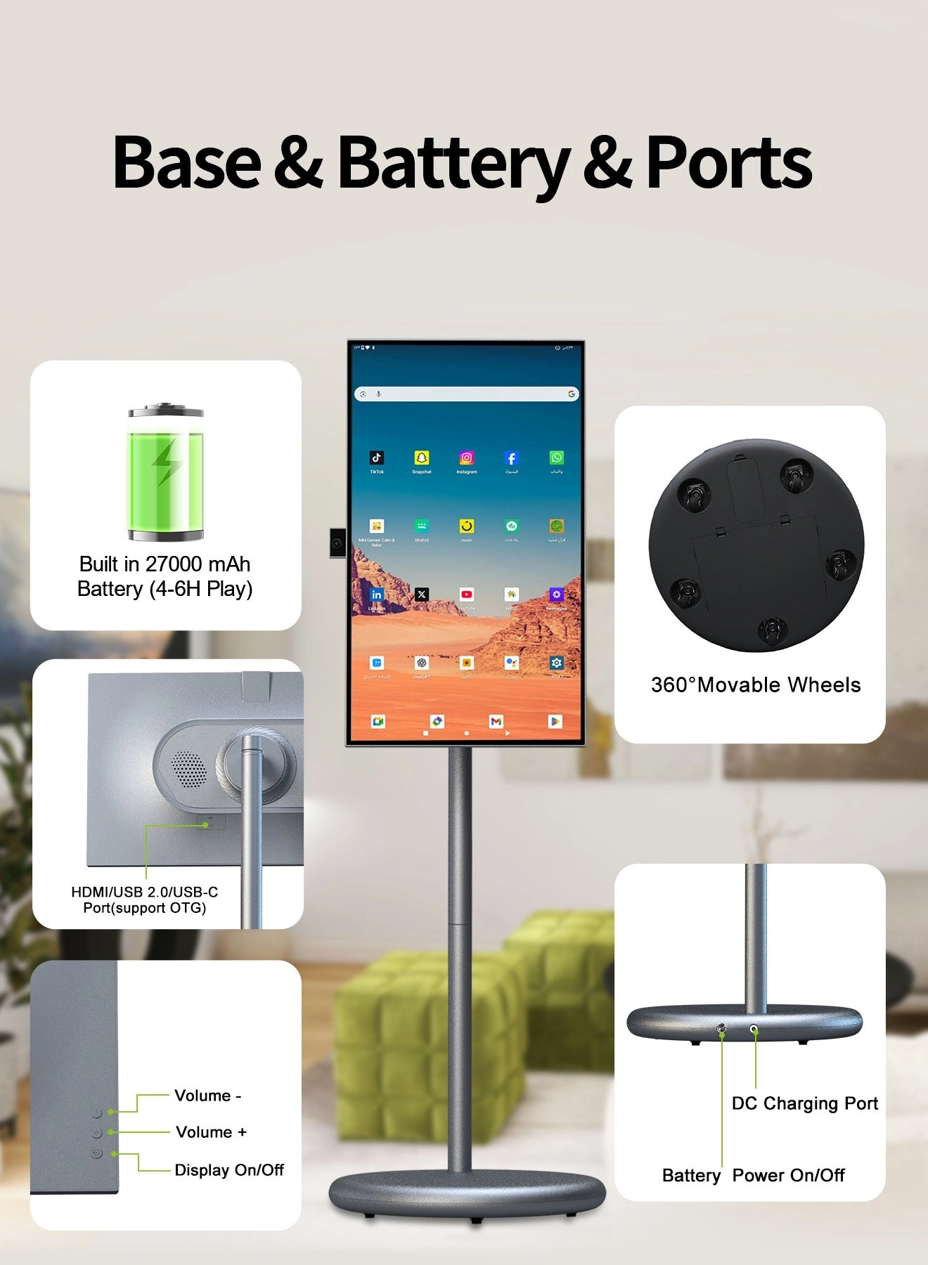 Portable Smart TV - 1080P 27 inch