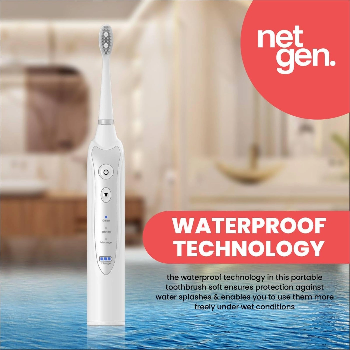 Sonic Toothbrush - 3 Brushing Modes 5 Replacement Heads Inductive Charging