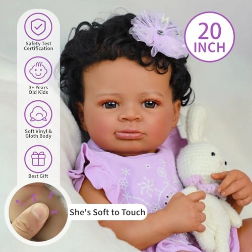 Reborn Baby Doll - 20-Inch Vinyl African American Ages 3+