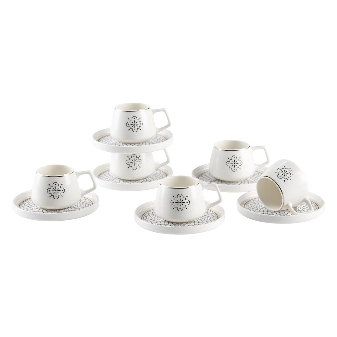 Mona Coffee Cup and Saucer Set - 12 pcs - 100 ml