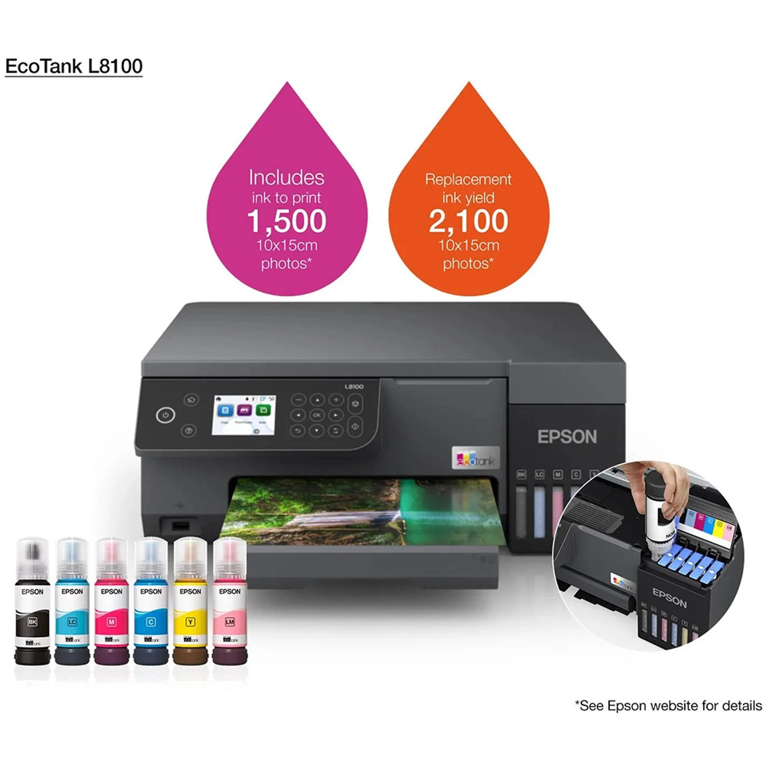 Ecotank L1800-6 - 10 X 15 + Premium Glossy Photo Paper - A4-50 Sheets