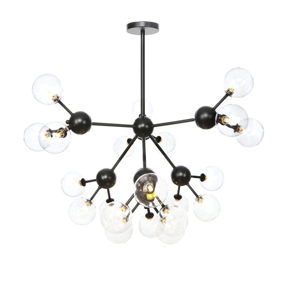 AYMAYA G4 Creative Magic Bean Molecular Chandelier - Black transparent lampshade 18 heads
