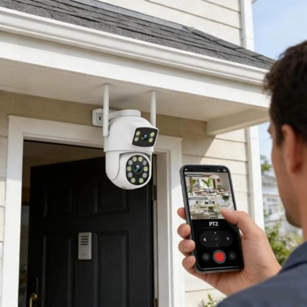 Dual Lens Outdoor Security Camera 2K