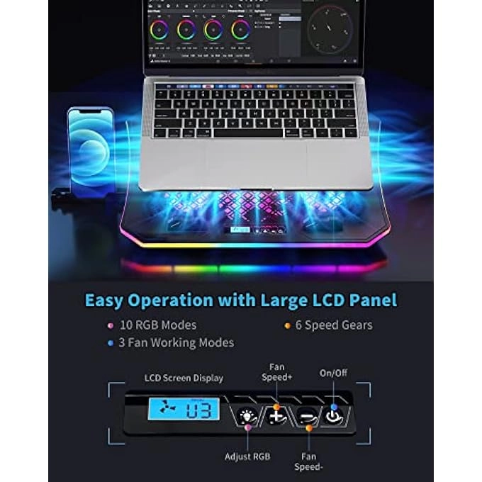 LAPTOP COOLING PAD - 12-17 INCH 6 QUIET FANS