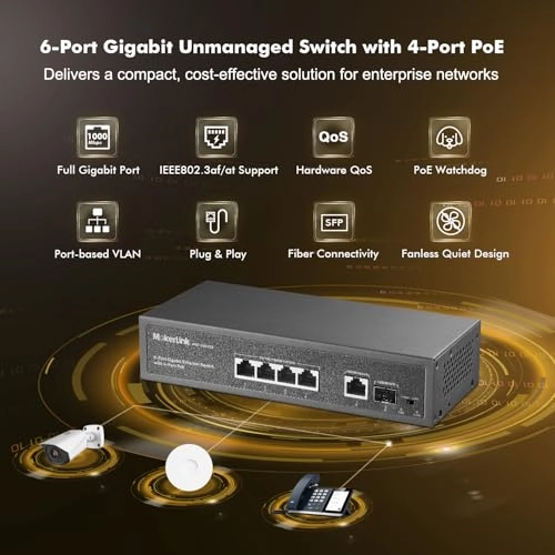 4 PoE Gigabit + 1 GE 5-ports