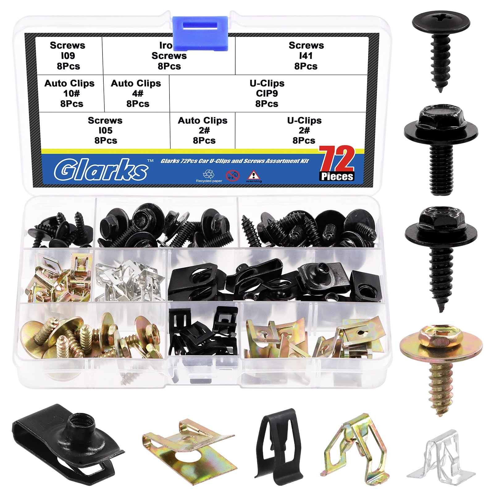 Glarks U-clips and Body Bolts Screws Assortment Kit - 1/4-20