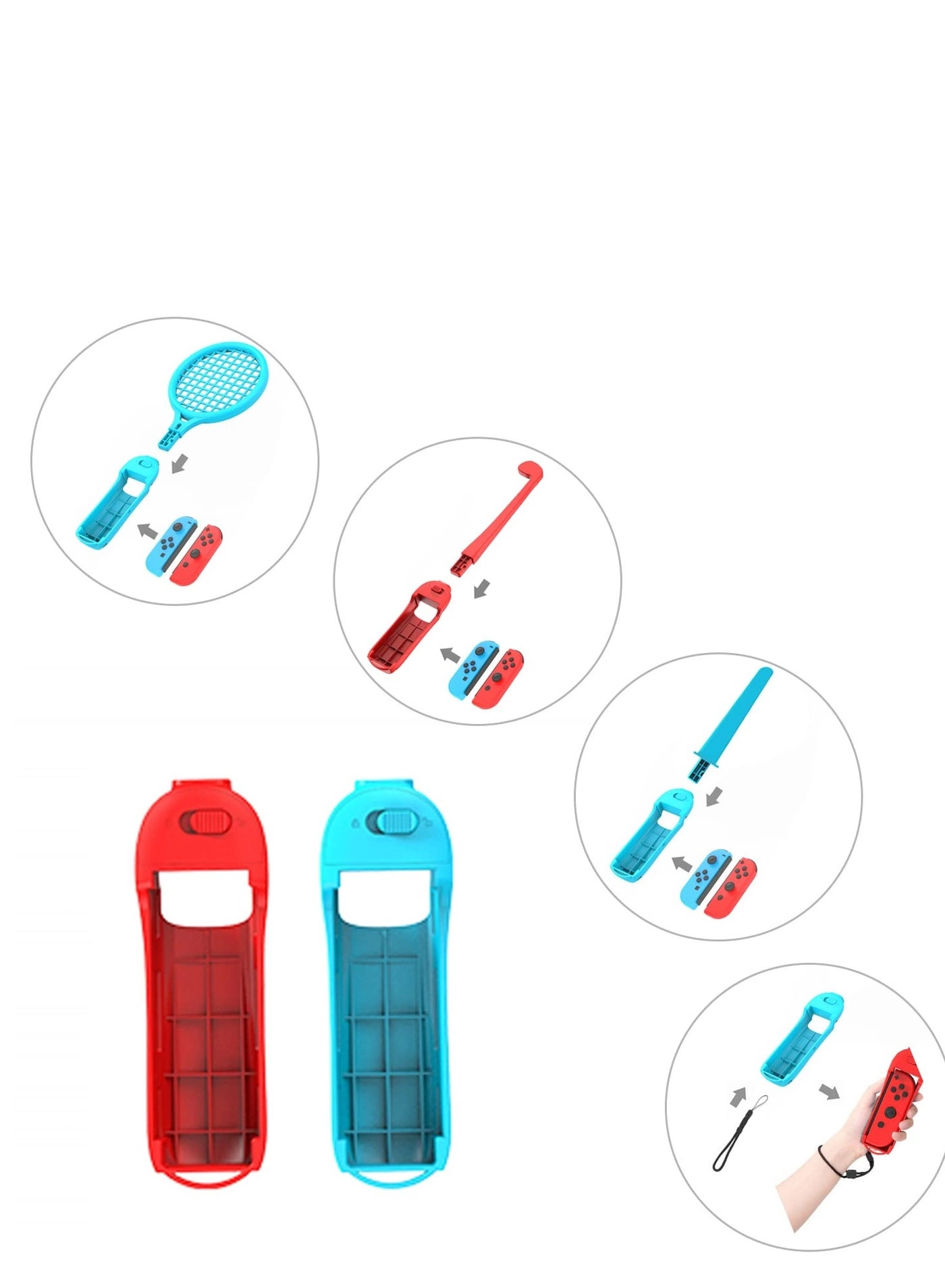 Tennis Racket + Controller Grips + Racing Wheel + Golf Club + Drum Stick + Fishing Rod - Nintendo Switch