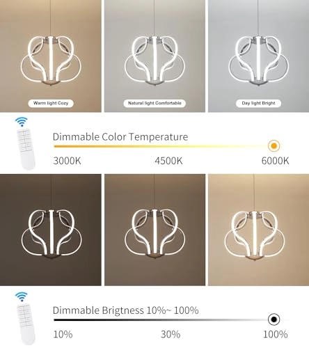 LED Chandelier - 8 Lights Dimmable Remote Control