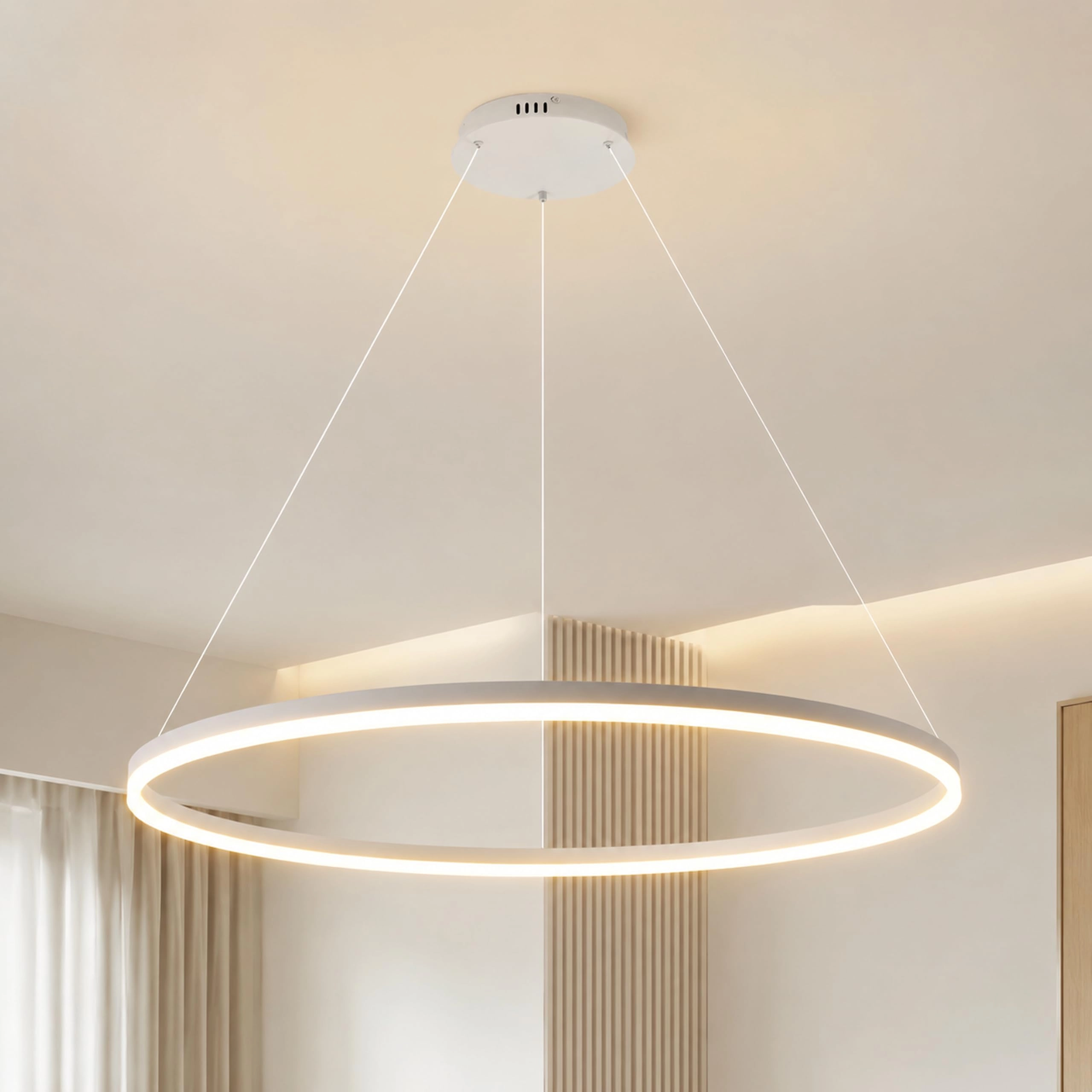 YATAI LIGHTING Single Ring White LED Chandelier - 3000K-6000K Dimmable