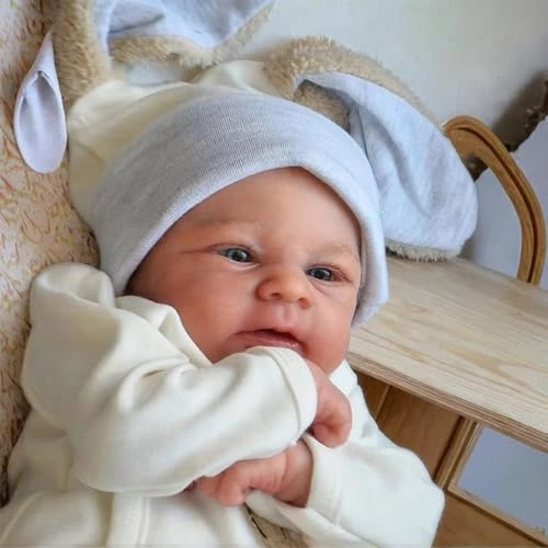 Reborn Baby Doll - 45 cm Vinyl Brown Hair Ages 3+