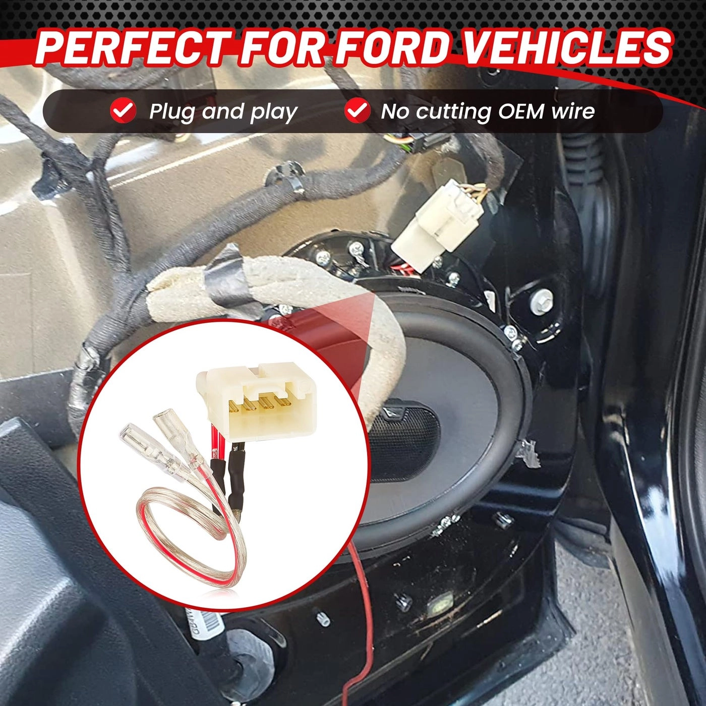 Front Rear Door Speaker Wiring Harness - 4 PCS Ford Mazda