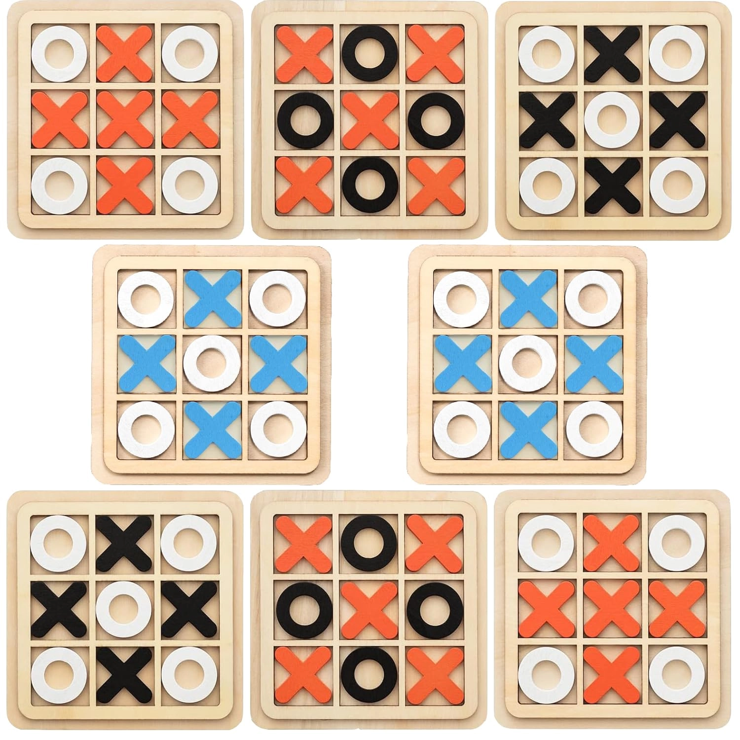 AM ANNA Wooden Tic Tac Toe Game - 8 PCS