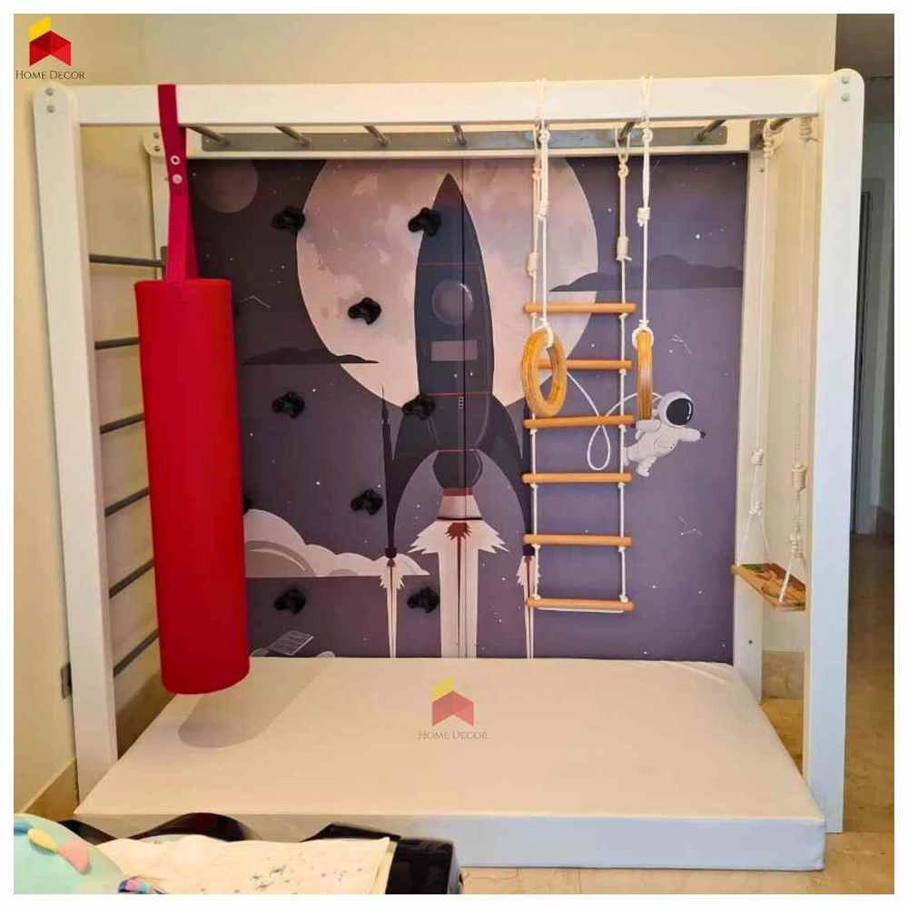 Monkey Bar With Climbing Wall - Adjustable Height 65 KG