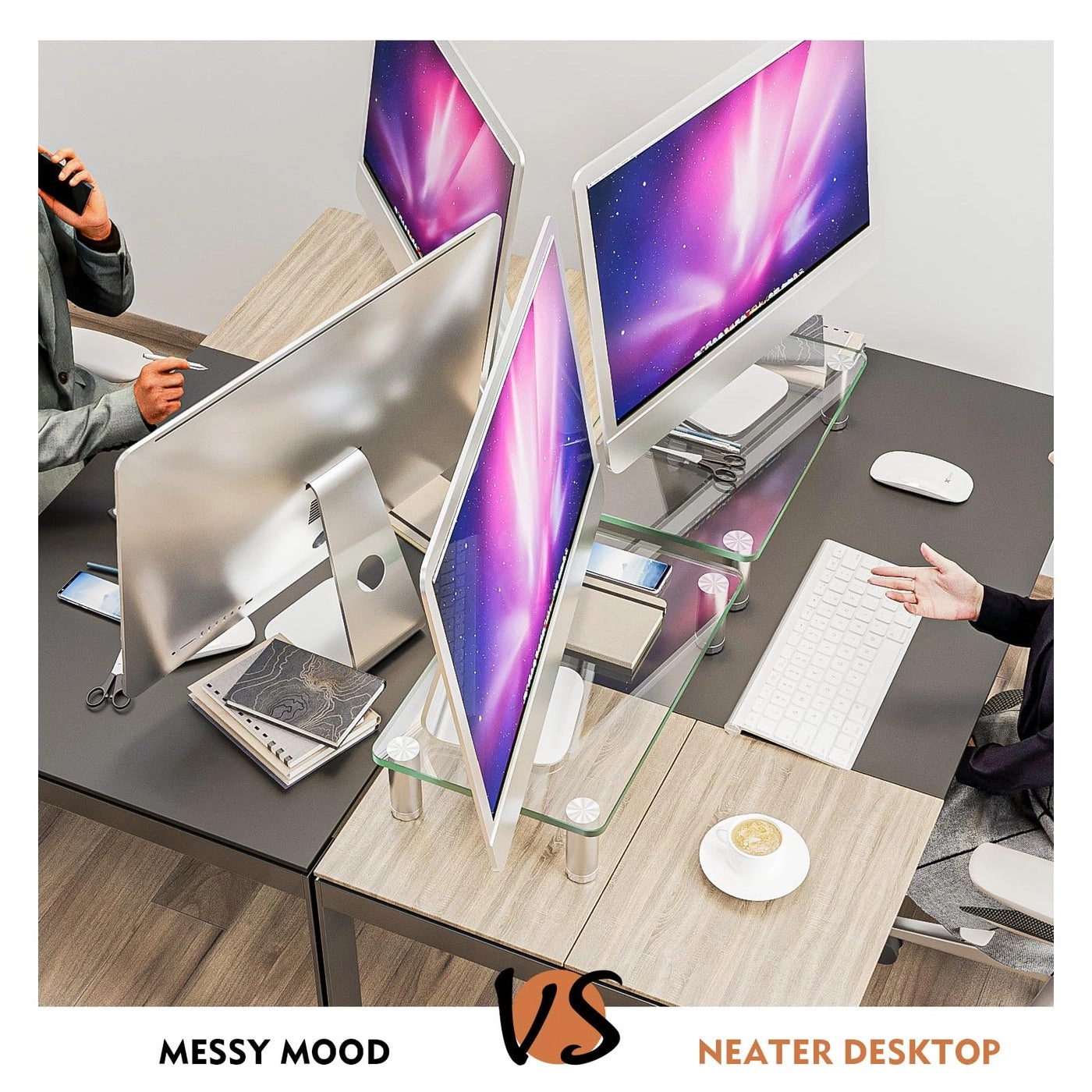 Monitor Stand Riser - 2 Pack Tempered Glass