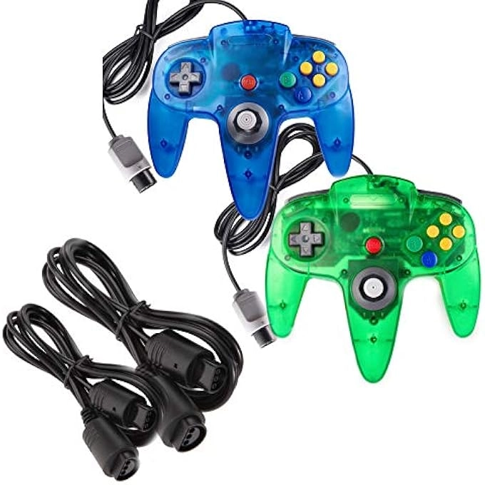 rayihni N64 Controller - JUNGLE GREEN/BLUE + N64 Controller Extension Cable - 6FT