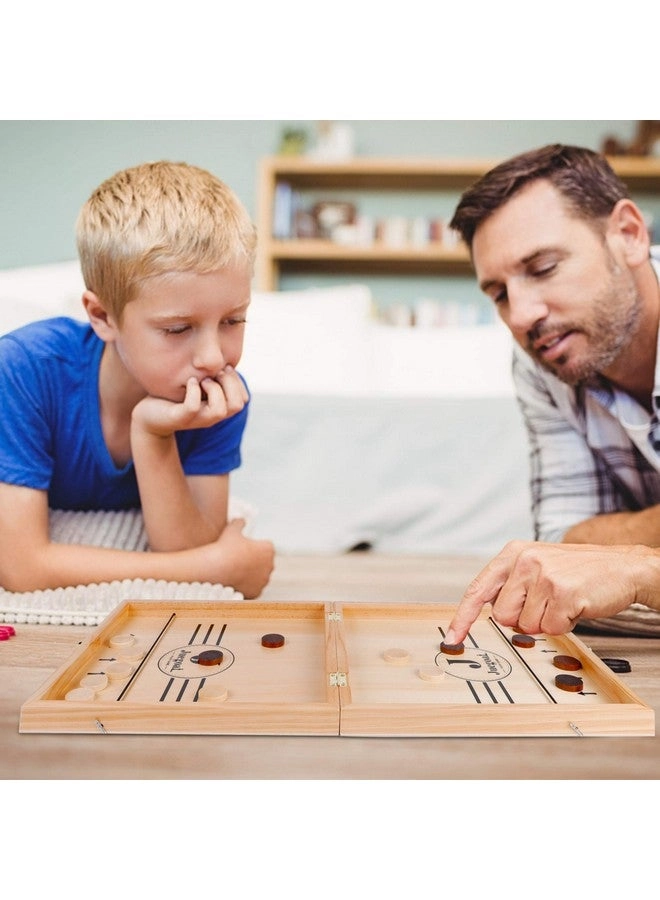 4-in-1 Wooden Fast Sling Puck Set - Chess Checkers Tic Tac Toe