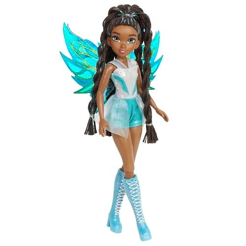 Playmates Toys Aisha Fairy Doll - removeable translucent wings authentic styled braids with tinsel highlights