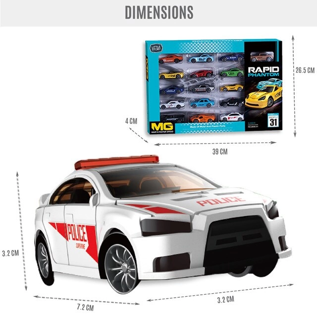 Slide Die Cast Toy Car Play Set - 16pcs