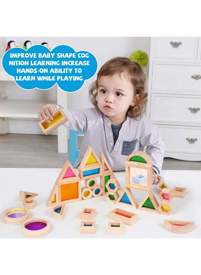 Wooden Rainbow Building Blocks - 32 pcs