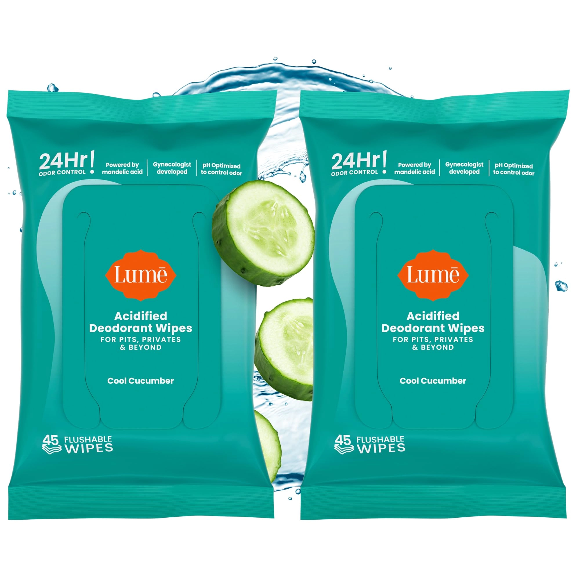 lume Acidified Deodorant Wipes - Cool Cucumber
