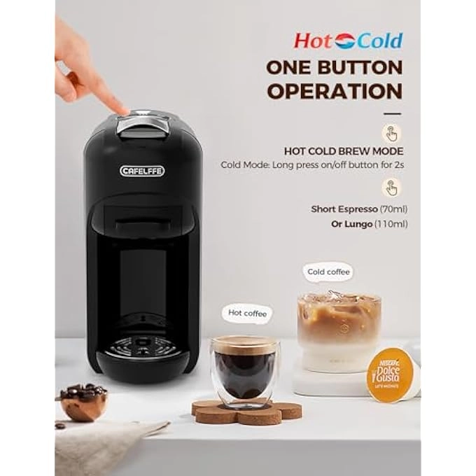 5-in-1 Automatic Capsule Coffee Machine - Hot & Cold, 7-Level LED, Multi-Capsule Compatible
