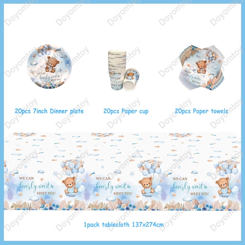 Teddy Bear Birthday Party Tableware - 61-piece