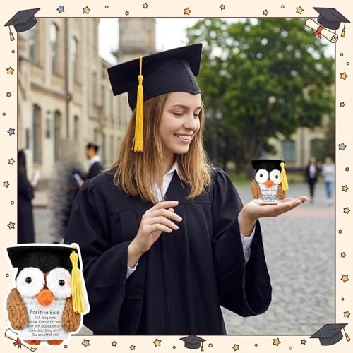 Owl Lucky Charm Graduation 6.8 cm Plush - Handmade + Bag