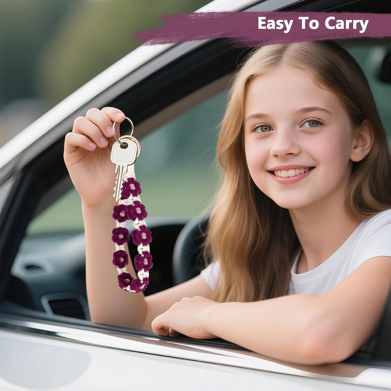 Boho Macrame Keychain - Car
