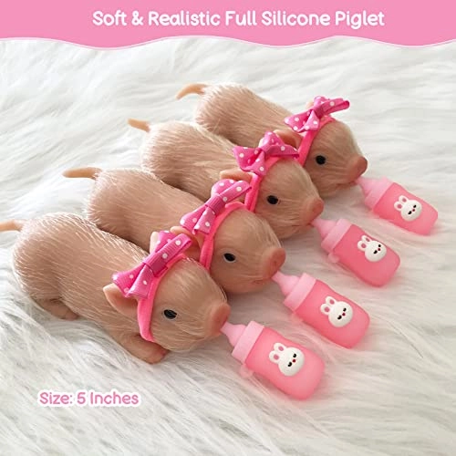 Piglet Tony 13 cm Silicone - Pink miniature