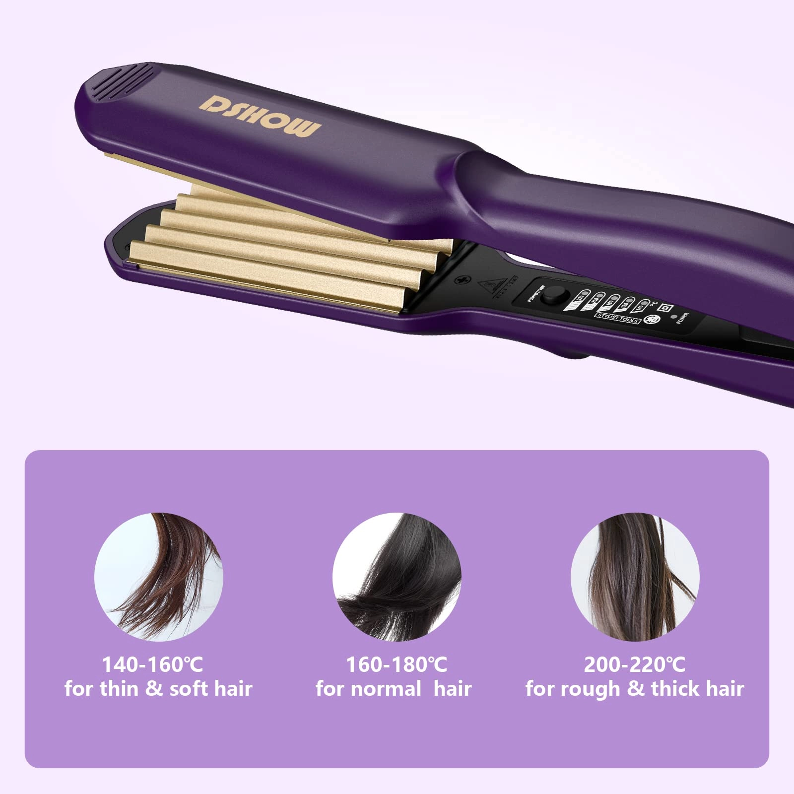 Hair Crimper - Titanium Ceramic Plates 220°C Dual-voltage(100-240V)