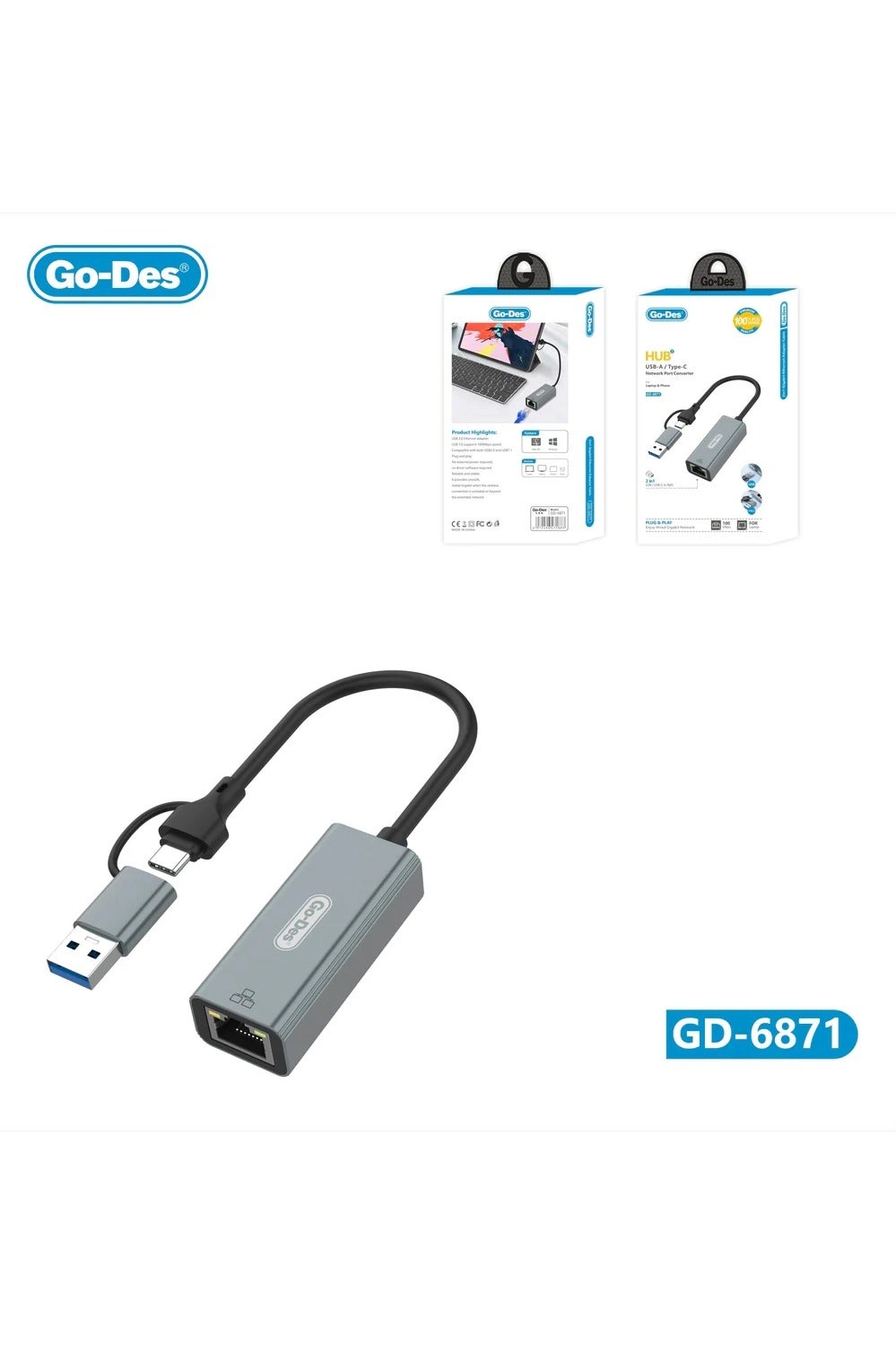GO-DES 2in1 USB - USB-A & USB-C Wired