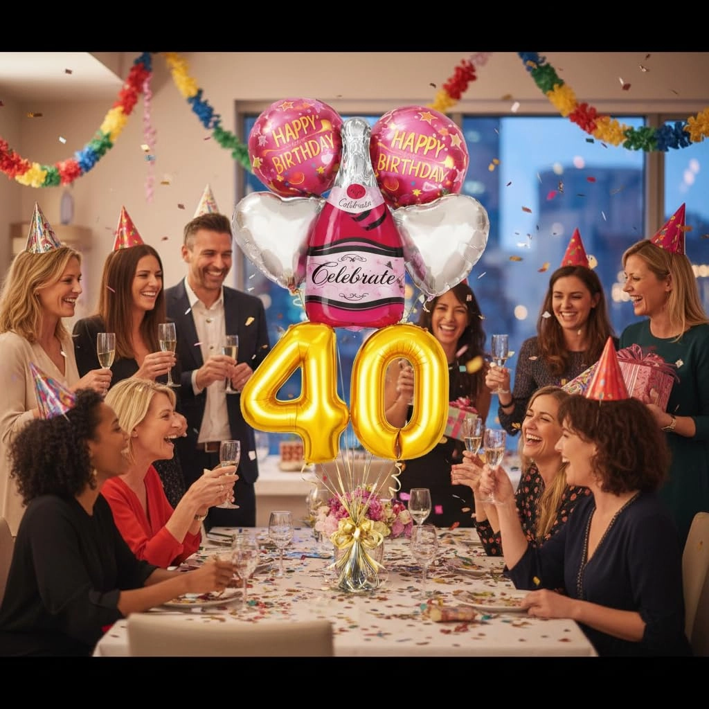 Number 40 Birthday Balloons Set - 6 Count Birthday