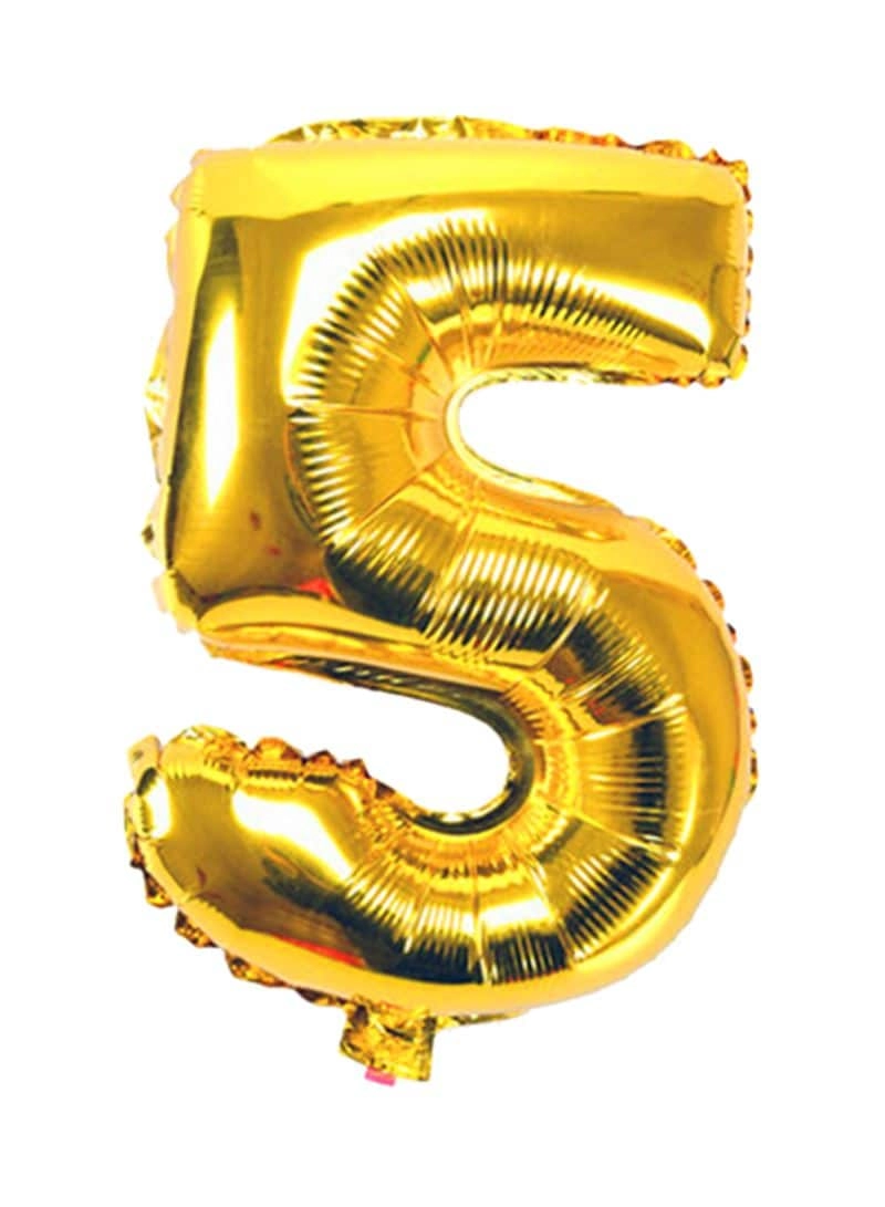 Number 5 Foil Balloon - 16inch Gold