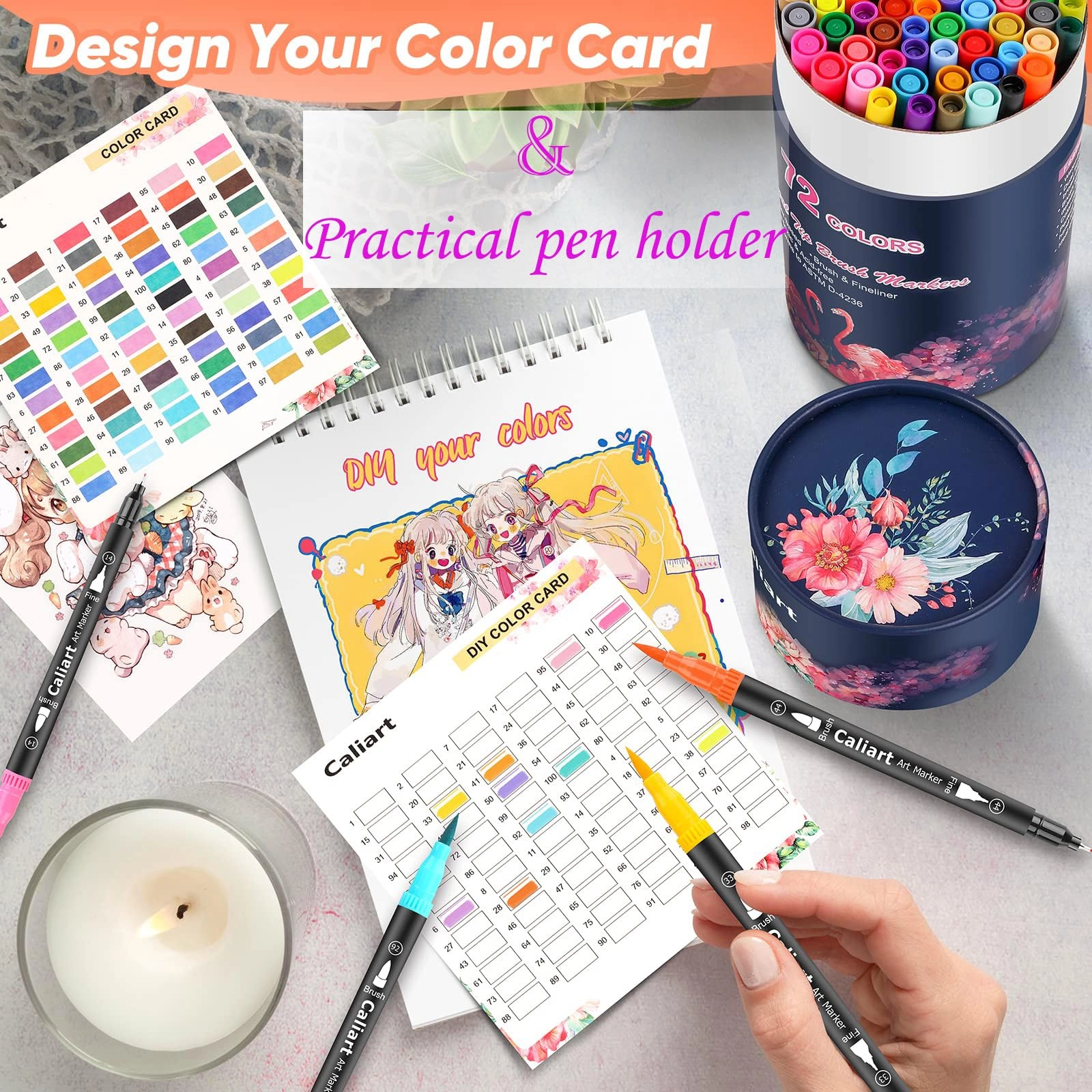 Double Tip Brush Pens - Multicolor Dual Tip