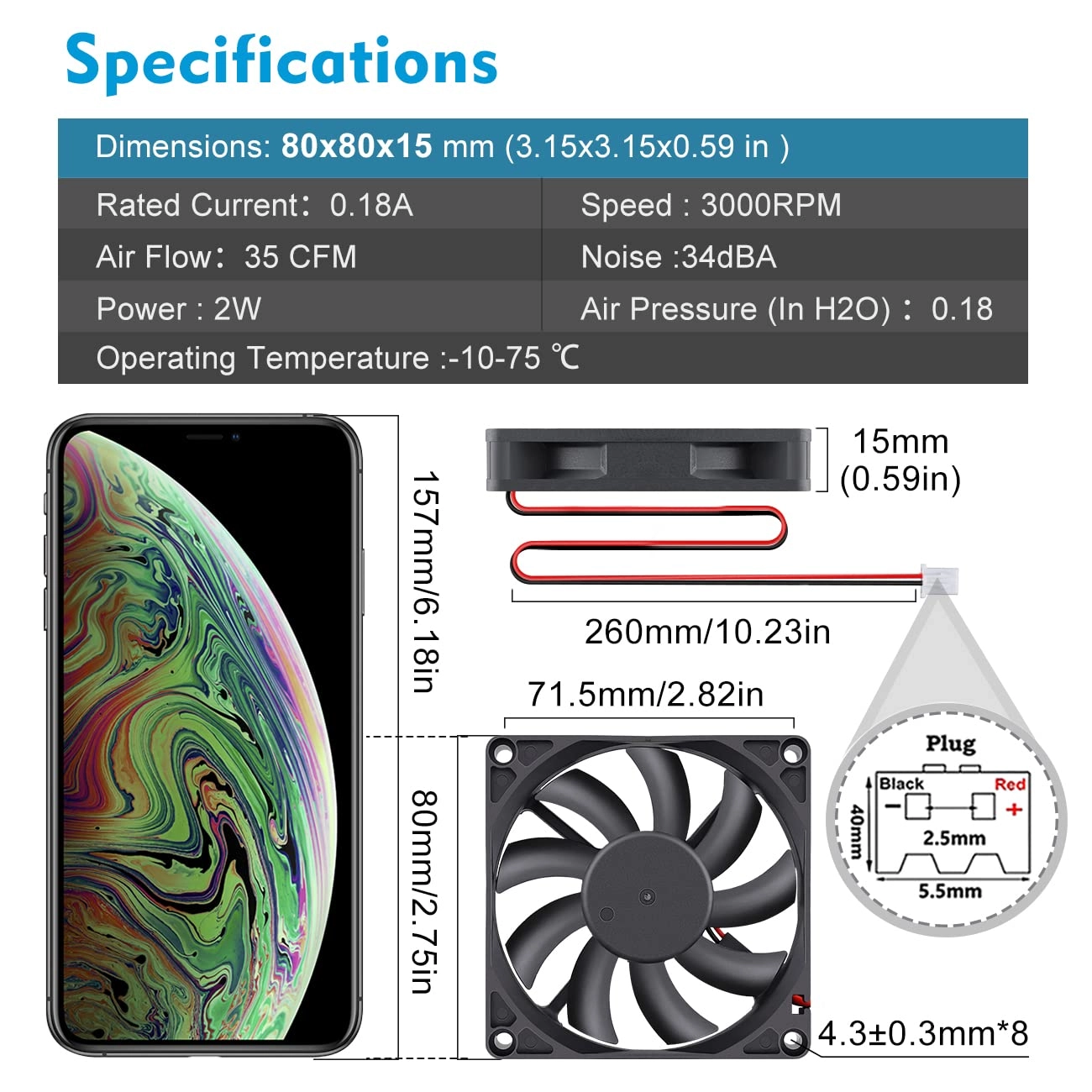 Cooling Fan - 2 Pack 80mm