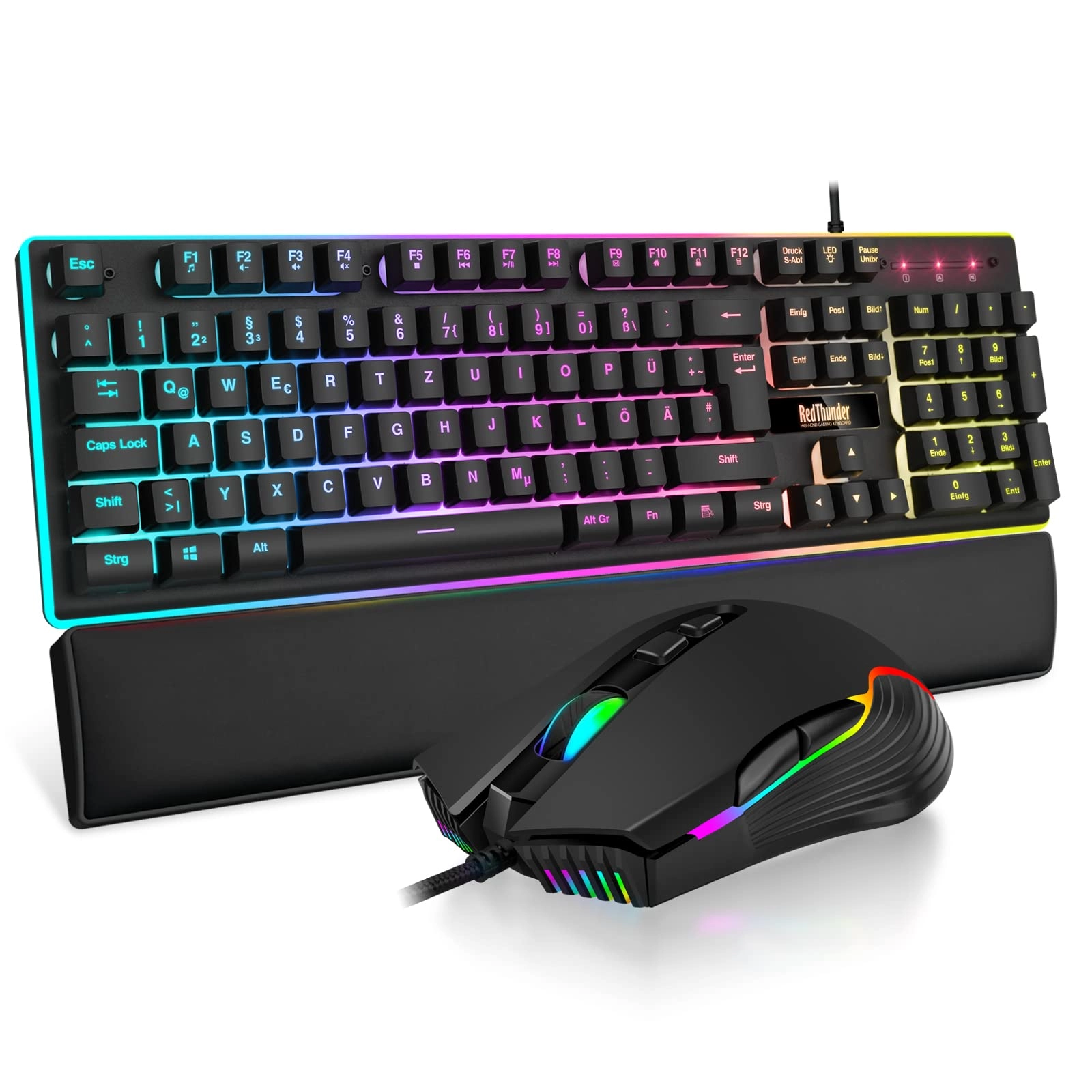 RedThunder Gaming Keyboard + Gaming Mouse + Wrist Rest - Wired