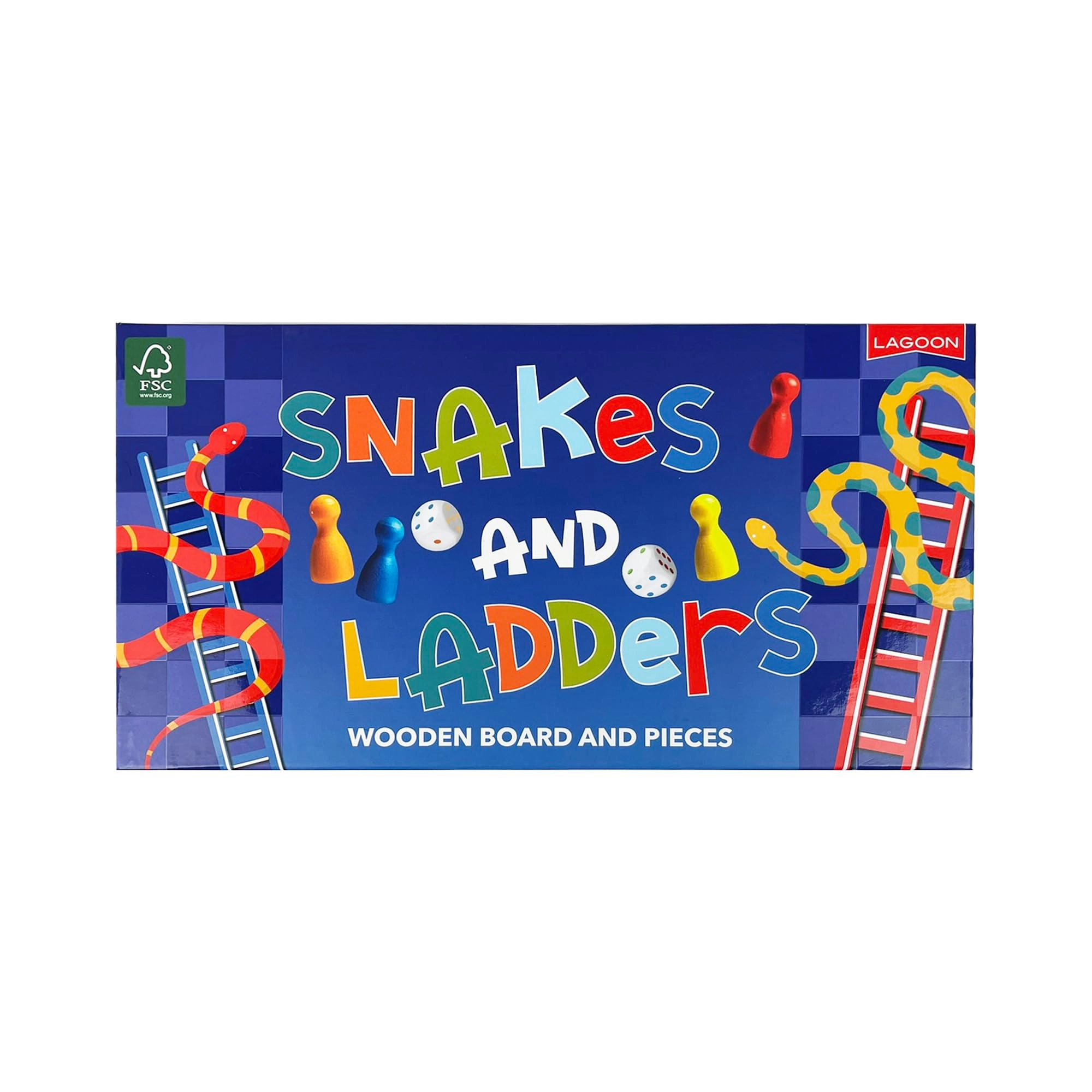 University Games Lagoon Snakes and Ladders - Wooden Brown