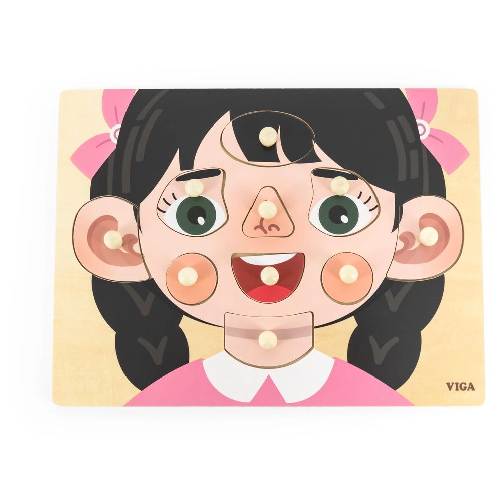 VIGA Girls Face Wooden Puzzle (29464294-44665) - 10 pcs