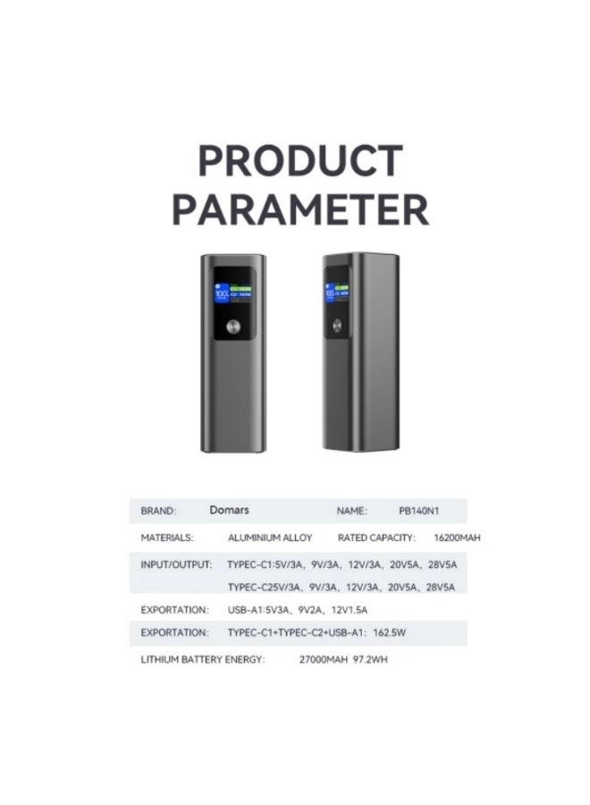 PB140N1 - 27,000mAh 162.5W