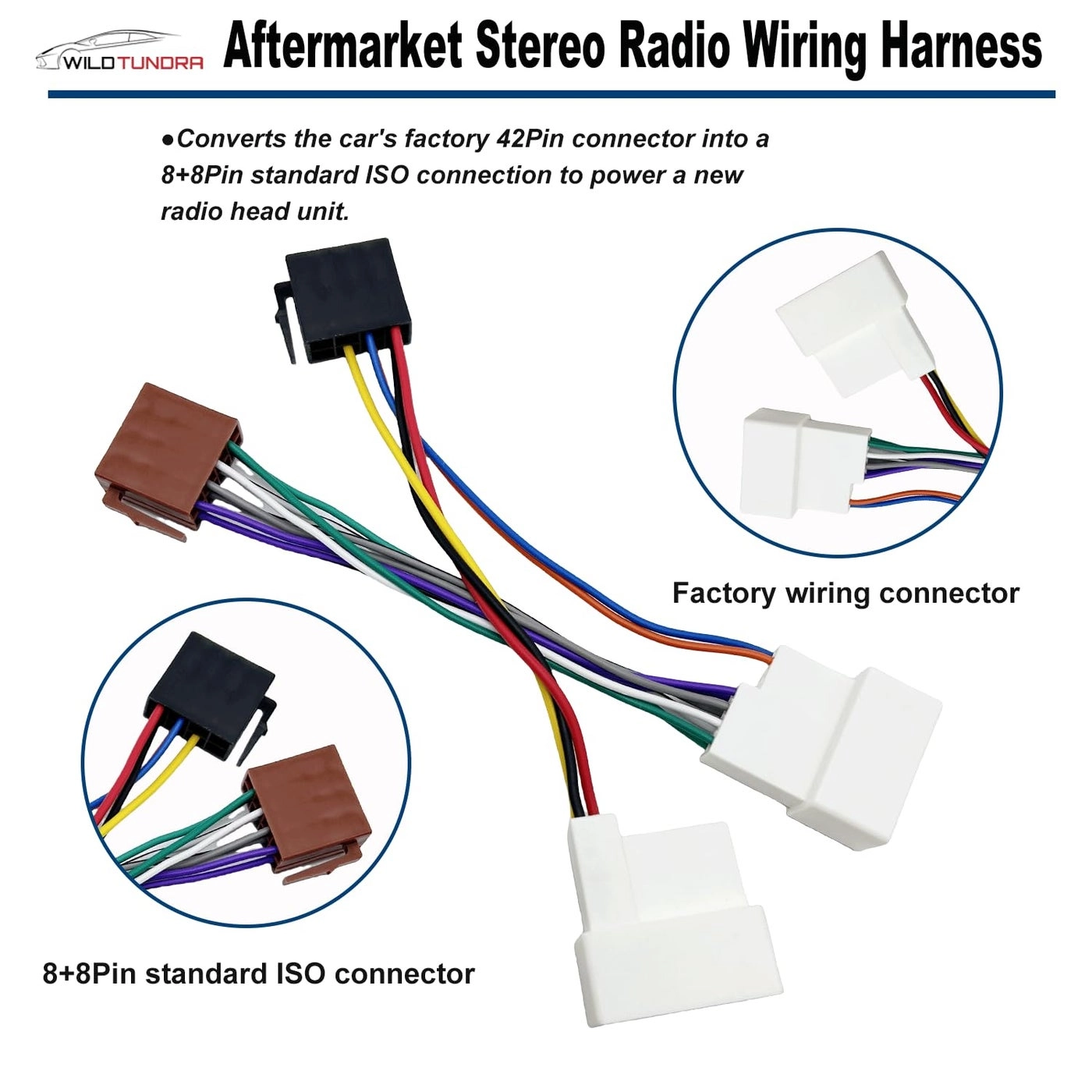 16Pin Aftermarket ISO Radio Wire Harness Adapter - Hyundai/KIA