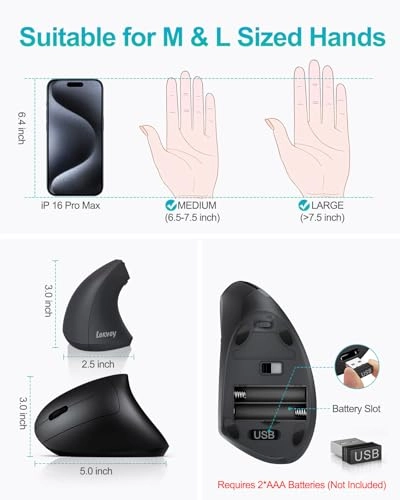 Left Handed Ergonomic Vertical Mouse - Wireless