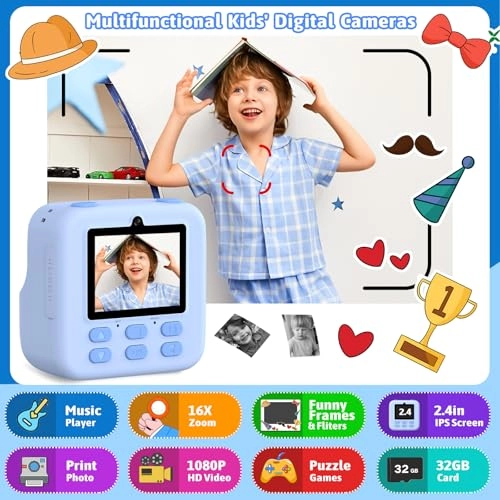 sofortbildkamera - 1080P Instant Print 32GB