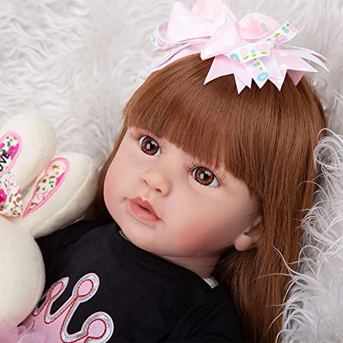 Reborn Baby Doll - 24 Inch Vinyl Cotton Body Pink Yarn Skirt Ages 3+