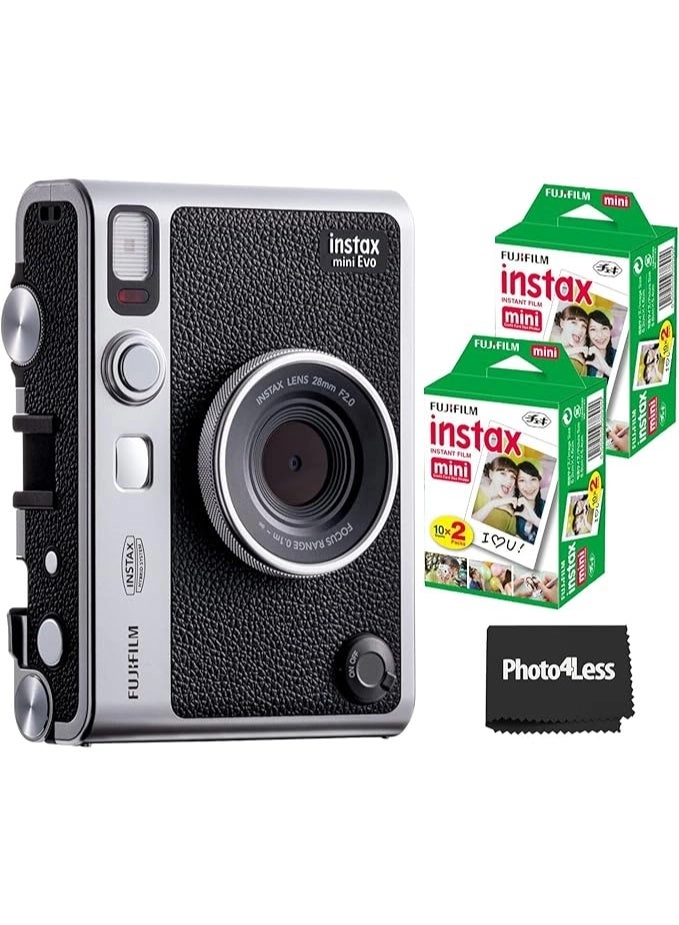 Instax Mini EVO - Hybrid Black + Mini Instant Film - 2x Mini Twin Pack