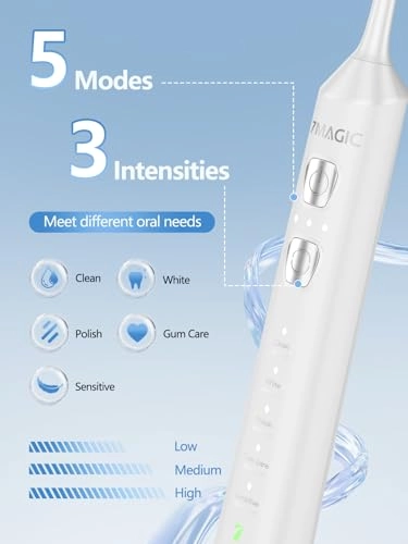 Sonic Electric Toothbrush - 3 Intensity Levels 5 Modes 40000 VPM