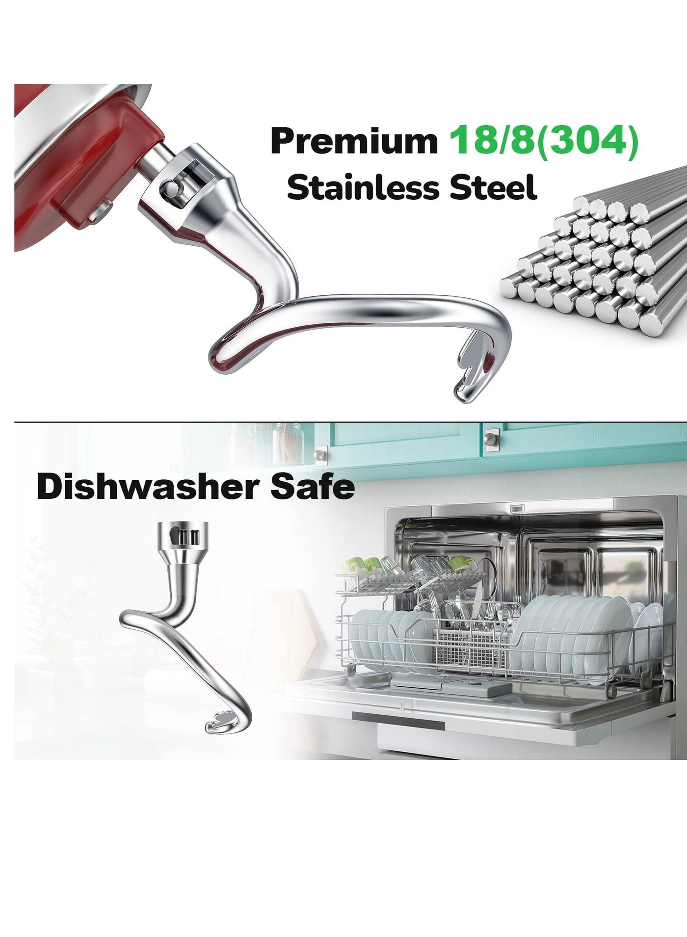 Spiral Dough Hook - 4.5/5 Qt. 18/8 Stainless Steel