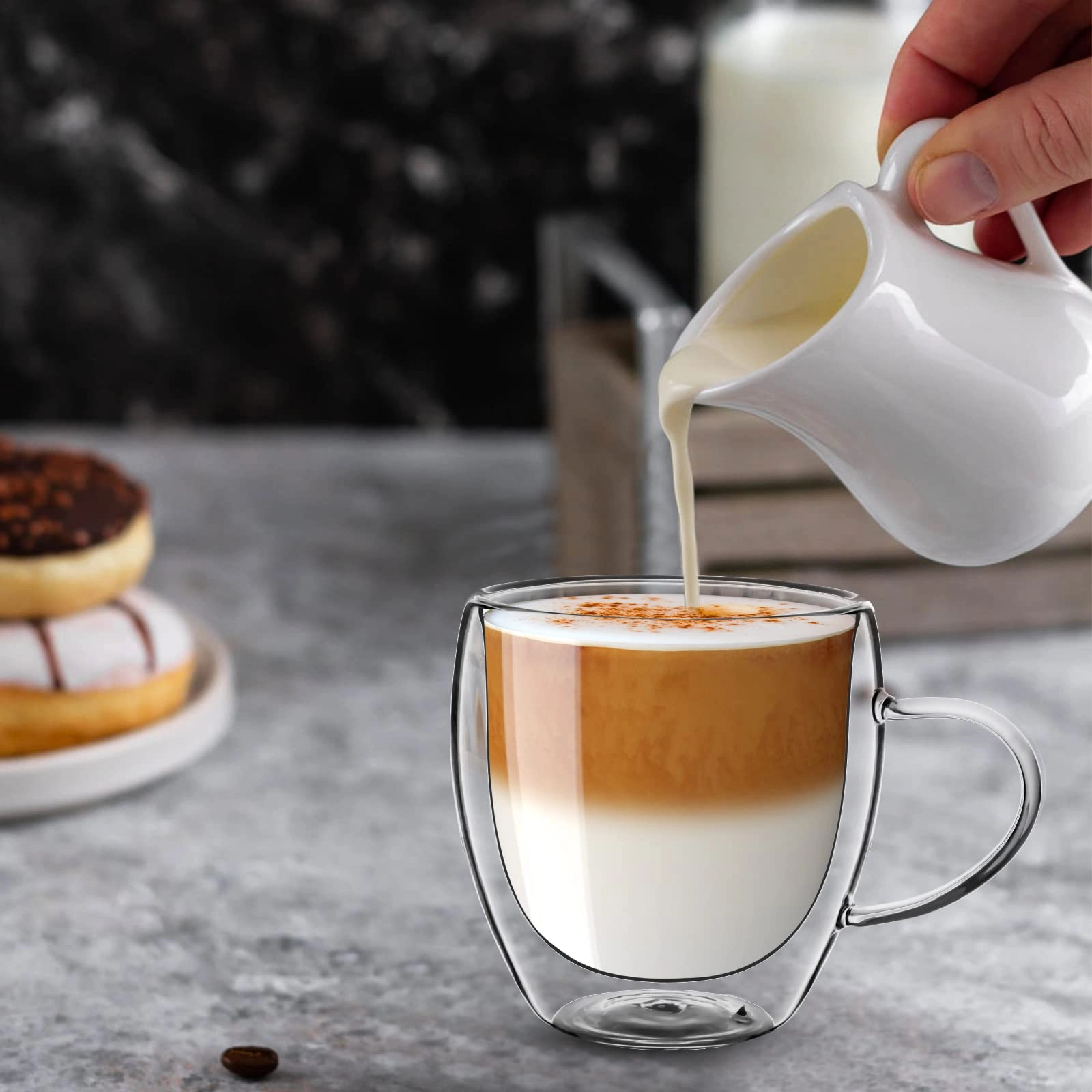 Double Walled Glass Mug - 4 pcs - 250 ml