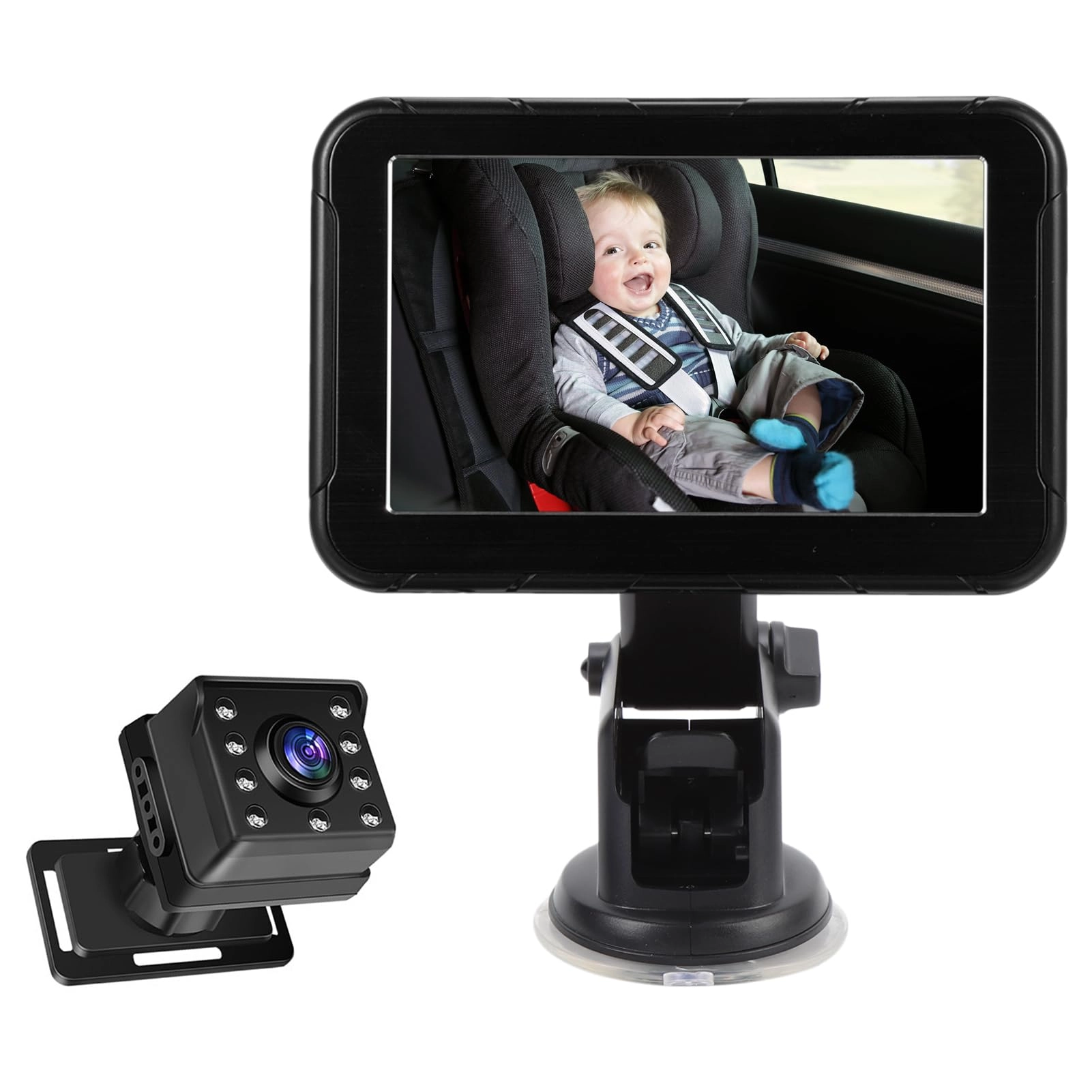 Jiawu Adjustable 1080P Baby Car Camera - 5" Monitor Rear-Facing
