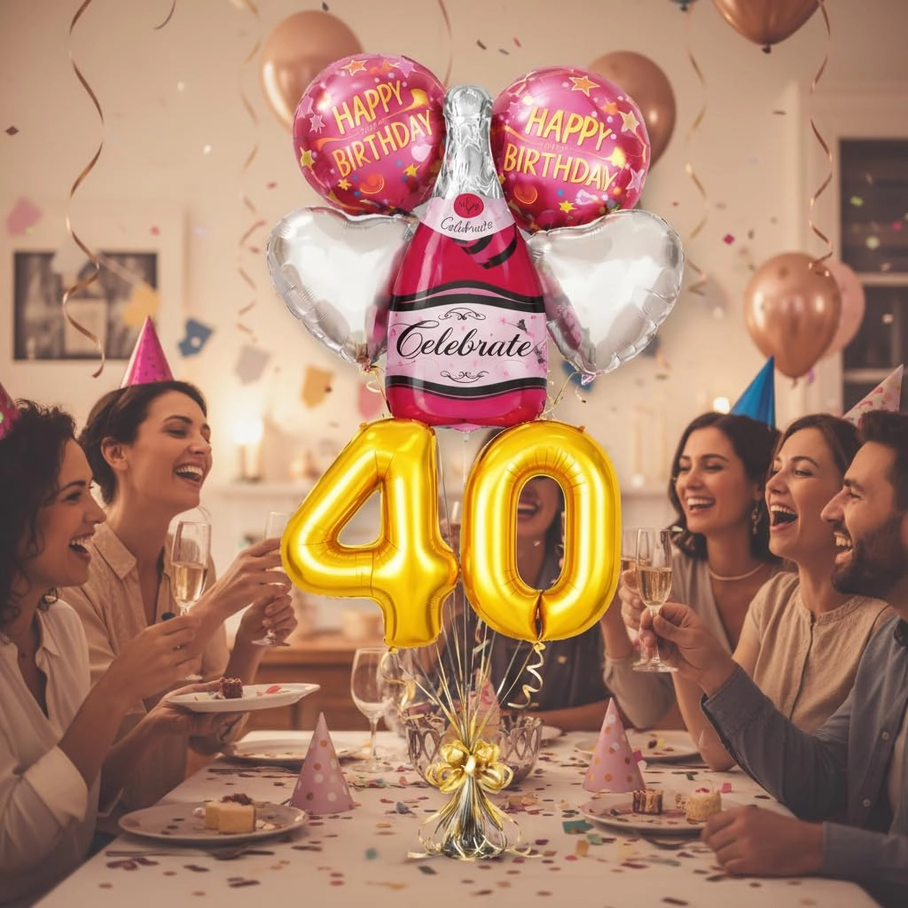 Infinity Saar Retail LLP Number 40 Birthday Balloons Set - 6 Count Birthday