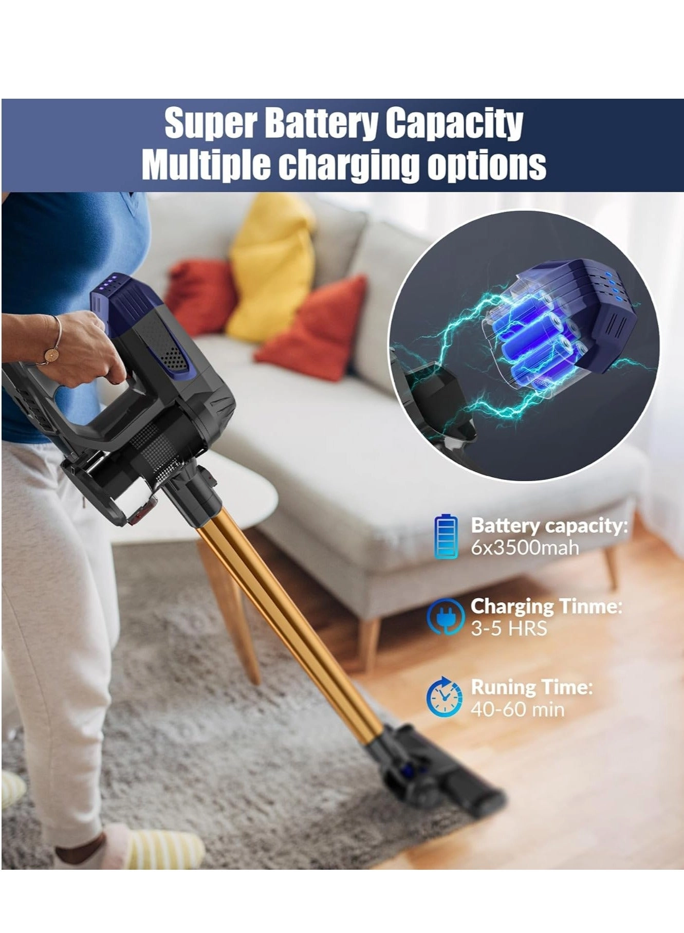 Cordless Vacuum Cleaner - 8 in 1 40-60 minutes